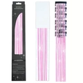 Pink glitter hair tinsel extensions with easy clip-in design 12 pieces 60cm length - 6 Pieces Set / Fluorescent Peach Pink (6-Piece Set)