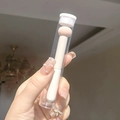 Concealer sponge brush with round head and cap in a transparent tube for makeup - With Tube / Pink
