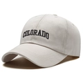 Light grey cotton baseball cap with black Colorado embroidery and curved brim style - Polyester Cotton Beige