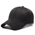 Black baseball cap with bamboo leaf embroidery and structured curved brim design - Adjustable / Black