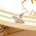 Silver dragon horn stud earring with micro-set zircon and flat screw back design - Hand Shape (A415-1#) / Silver White
