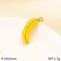 Banana pendant in yellow enamel with gold stainless steel frame for summer necklace - Banana Style (KLJ10185-ZLA)