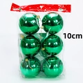 Sechserpack glänzende grüne Weihnachtskugeln 10 cm in transparenter Verpackung - Glänzender Stil / 6er-Pack (10cm) / Grün