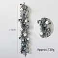 135cm snowy Christmas garland with pine cones and black-white checkered bows - 135cm Mixed Snow Decorated Style