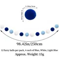 Guirlande de pompons bleu et blanc avec boules de 3cm pour décoration de fête - Anniversaire de Garçon / Guirlande de Pompons Bleu Foncé Bleu Clair & Blanc
