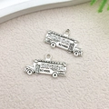 Antique silver school bus charms for DIY jewelry making and keychain accessories - SCHOOL Bus