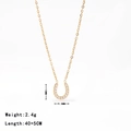 Goldene U-Hufeisen-Halskette mit Zirkonia, Größe 10x9,5mm, Länge 40+5cm verstellbar - Gold