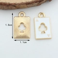 Ace of Clubs poker charm in gold and white enamel for DIY jewelry making, 1.8cm x 1.1cm - Club White【1.1CM×1.8CM】