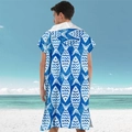 Dark blue microfiber poncho towel with white fish print for beach changing - Pullover Style - School of Fish