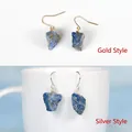 Lapis lazuli drop earrings with handmade wire wrapping in gold and silver finishes - Gold Wire Wrapped / Lapis Lazuli