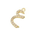 Detailed view of gold plated Arabic letter Meem pendant set with sparkling zircon stones - Gold 01
