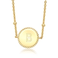 Detailopname van S925 sterling zilveren gouden ketting met gegraveerde letter B hanger - 925 zilver / Letter B