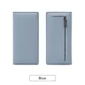 Portefeuille long bleu avec protection RFID pour femmes et fermeture éclair - Bleu
