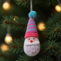 Addobbo natalizio a forma di gnomo in maglia con cappello a righe blu e feltro bianco - Stile B Babbo Natale Cappello a Righe Blu Rosa