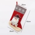 Large red Christmas stocking with 3D Santa Claus and gray snowflake knit cuff decoration - Santa Claus