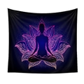 Detailed view of tapestry showing meditation silhouette with gradient lotus flower art - Qy419-13