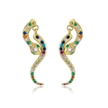 Detail von 18K vergoldeten Schlangenohrringen mit bunten Zirkoniasteinen - 41592-Gold Bunter Zirkonia