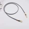 Gray PU leather round strap with gold swivel hooks for bags or phone cases - Grey + Gold Hook
