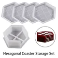 DIY silicone mold set for hexagonal coasters and storage holder in translucent white - Hexagon Coaster Set - Checkerboard