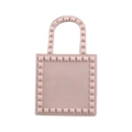 Borsa rosa in PVC stile jelly con borchie e design a cesto impermeabile moderno - Albicocca