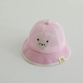 Dettaglio del cappello da sole rosa per neonati con rete traspirante e ricamo a orso - 50cm (1-3 anni) / Rosa