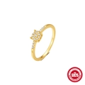 S925 sterling silver hollow heart lace ring with white zircon in gold finish - Gold Round Cluster Set
