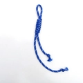 Adjustable blue braided nylon rope keychain for luggage and phone with white accents - Royal Blue