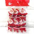 Set di 6 mini statuette di Babbo Natale in velluto rosso per decorazioni albero di Natale - Babbo Natale floccato rosso da 3 pollici (5x6.5cm) (Set di 6)