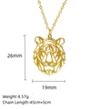 Minimalist geometric hollow tiger head pendant necklace in golden stainless steel finish - Tiger Head Style (LN1911 Gold)