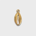Golden cowrie shell pendant charm with hanging ring for jewelry making necklaces - Cowrie Shell