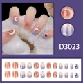 Star and Moon gradient press-on nails with 3D moon charms and blue heart rhinestones - D3023 Glue Style