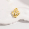 Golden shell jewelry pendant with white cubic zirconia stones for DIY bracelet and necklace - Gold Shell Pendant