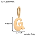 Detailed view of golden stainless steel letter G pendant with size and weight specs - Letter-G / Gold
