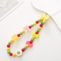 Colorful beaded phone strap with bow, heart, and teddy bear charms for wrist protection - Colorful Heart Teddy Bear (K897) / Candy Beaded Phone Chain