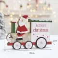 Train de Noël en bois avec Père Noël et inscription Merry Christmas décoration - Père Noël