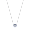 S925 Sterling Silber Evil Eye Anhänger Halskette mit blauen Steinen und weißen Kristallen - Halskette