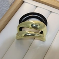 Coletero minimalista de metal dorado cepillado con banda elástica negra para mujeres - Estilo D-Doble Capa Cepillado