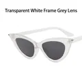 Cat eye sunglasses featuring a transparent white frame and grey lenses for women - Transparent White / Grey Lenses