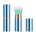 Draagbare uitschuifbare make-up kwast met blauw gestreepte huls en zachte groene haartjes - Intrekbare Stijl / Klein Blauw