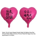 Palloncino a cuore in alluminio rosa da 18 pollici con stampa Make a Fortune e Princess - Palloncino a Cuore - Principessa Per Favore Sii Felice Rosa Rosso