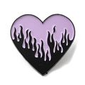 Kawaii heart-shaped enamel brooch in purple and black lava pattern with zinc alloy finish - Purple Flowing Heart