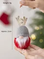 Christmas gnome pendant with red body and golden antlers, 11cm height, 8g weight - Santa Claus J (Grey/Gold Antlers)