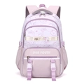 Cute purple and white student backpack with cartoon rabbit prints and OUR YOUTH text - Without Pendant / Purple