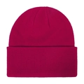 Detailed front view of a vibrant magenta knitted beanie for winter outdoor warmth - Burgundy