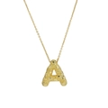 Collana con pendente a lettera A dorata effetto bolla con trama per donna alla moda - Collana A