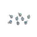 Détail de breloques en zircone bleu clair de 6mm avec montures argentées polies - 20 Pièces / 11.5g / Cadre Couleur Acier / Zircone Bleu Lac