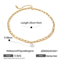 Collana a doppio strato in acciaio inossidabile 18k con ciondolo a perla a goccia - Stile Perla a 2 Strati (JDNW2403041)