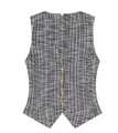 Détail du gilet en tweed avec quatre boutons dorés et étiquette de taille S bien visible - XS / Blazer Gris