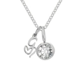 Collier en acier inoxydable argenté avec pendentif lettre G et pierre claire ronde - Lettre G / Argent