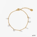 Bracciale dorato con ciondoli in zircone e chiusura a moschettone regolabile - Bracciale in Zircone Bianco Oro (A777)